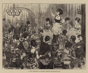 Een Café Chantant in Chalons, zingend de Marseillaise